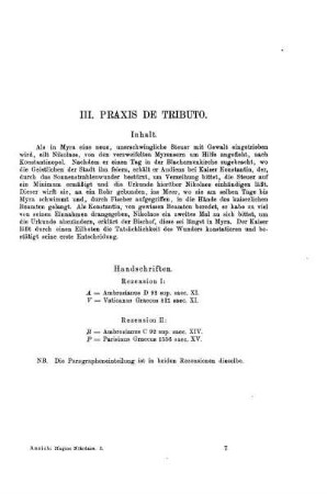 III. Praxis de tributo