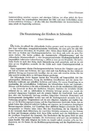214-216 Die Finanzierung der Kirchen in Schweden