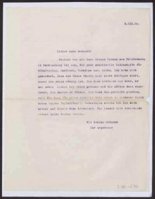 Schreiben an Karl Schmidt (Brief)
