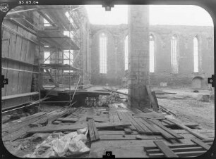 Magdeburg-Altstadt, Johannisbergstraße. Ruine der Kirche St. Johannis. Teilansicht