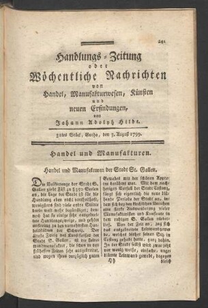 31tes Stück, Gotha, den 3. August 1799.