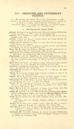 XIII. Medicine and veterinary science
