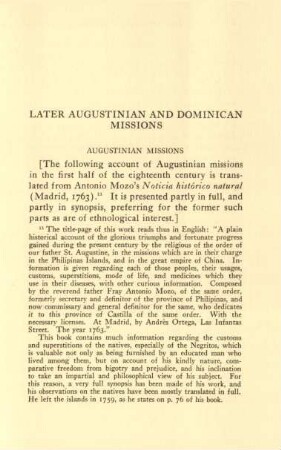 Later Augustinian and Dominican missions