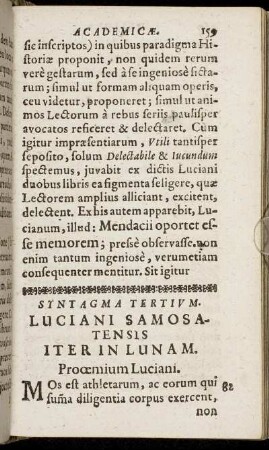 Syntagma Tertium. Luciani Samosatensis Iter In Lunam