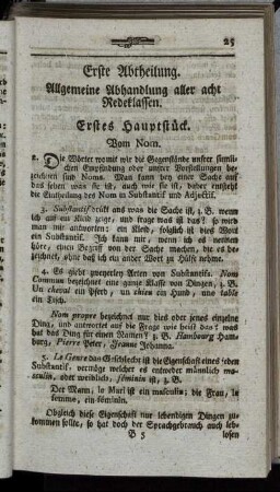 Erstes Hauptstück. Vom Nom.