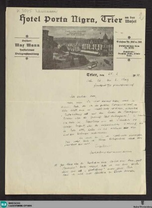 Brief von Jakob Wassermann an Heinrich Berl vom 25.02.1929 - K 3075