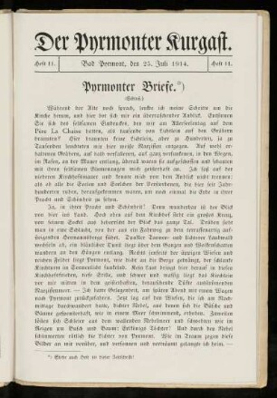 Der Pyrmonter Kurgast Heft 11, den 25. Juli 1914.