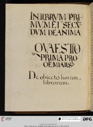In Librum primum et secundum de anima des Aristoteles