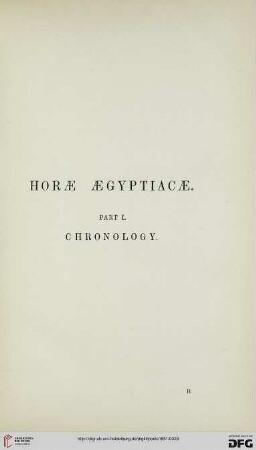 Part I: Chronology