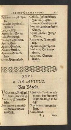 XXVI. De Avibus. Von Vögeln.