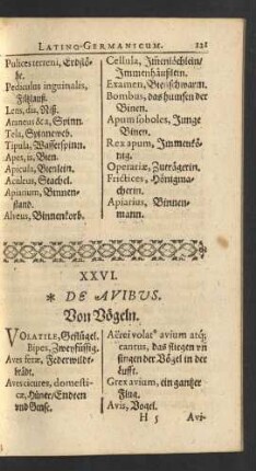 XXVI. De Avibus. Von Vögeln.