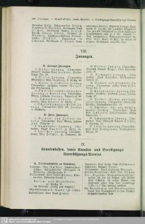 IX. Krankenkassen, sowie Kranken- und Beerdigungs- Unterstützungs-Vereine