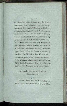 Mangel der monatlichen Reinigung.