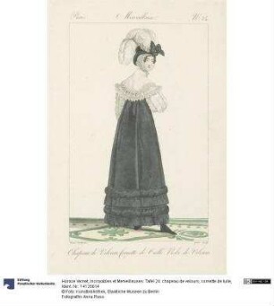 Incroyables et Merveilleuses: Tafel 24: chapeau de velours, cornette de tulle
