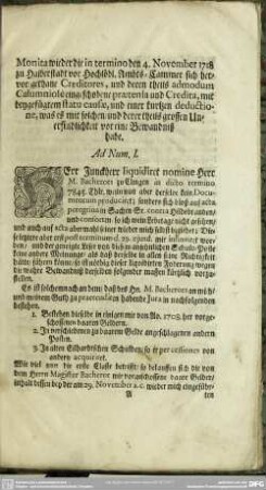[Monita ad specificationem vom 4. Novembr. 1718]