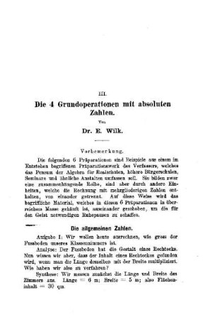Die 4 Grundoperationen mit absoluten Zahlen