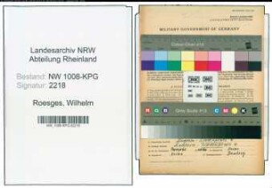 Entnazifizierung Wilhelm Roesges , geb. 01.07.1903 (Marmorschleifer)