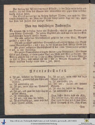 Aderlass-Tafel.