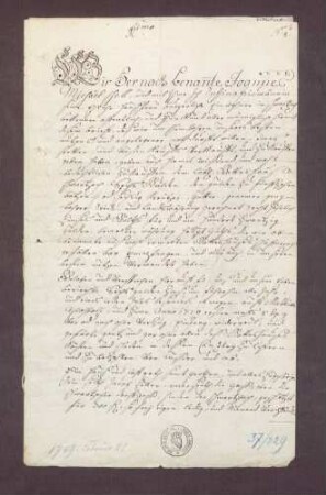 Gültverschreibung von Johann Michael Schell von Schwarzach gegen das Kloster Schwarzach