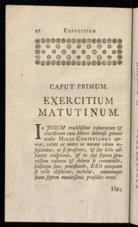 26-61, Caput Primum. Exercitium Matutinum.