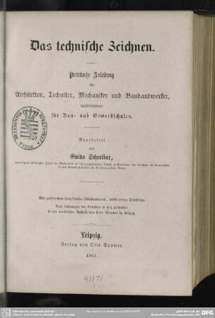 Vorschule, 1: Das technische Zeichnen, Theil [1]