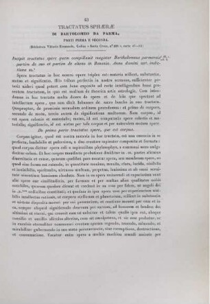 Tractatus Sphaerae di Bartolomeo da Parama. Parti prima e seconda (Biblioteca Vitoriao Emanuele, codice « Santa Croce, n 228 », carte 47-83).