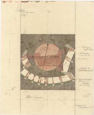 Gsaenger, Gustav; München - Obermenzing, Grünspechtstr. 13; Ev. Notkirche, Bethlehems Kirche, Pfarrhaus - Sonnenuhr, Blatt 2 (Schnitt)