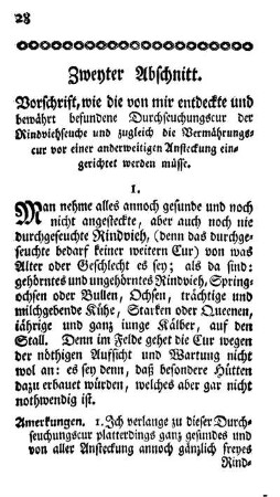 Zweyter Abschnitt. Vorschrift der Cur