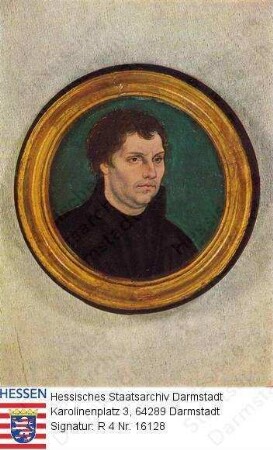 Luther, Martin (1483-1546) / Porträt in Medaillon, Brustbild