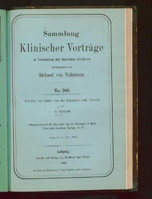Beiträge zur Lehre von der Eclampsie und Uraemie