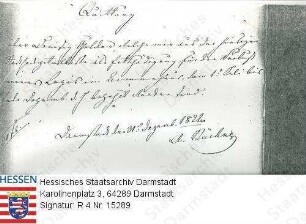 Büchner, Ernst Karl, Dr. med. (1786-1861) / Quittung für das jährliche Wohngeld, seit 1819 für den Verzicht auf die Dienstwohnung im Armenhaus gezahlt
