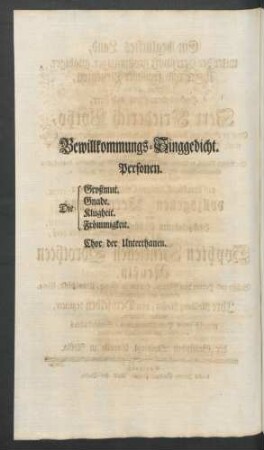 Bewillkommungs-Singgedicht. Personen.