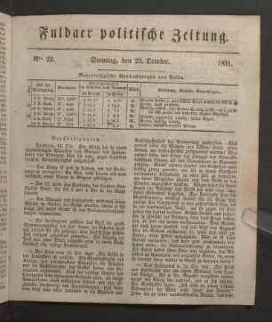 Sonntag, den 23. October. 1831