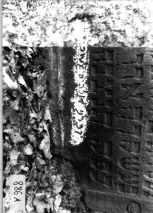 Grabstein 886 (Index: 99902359) Material: Sandstein Maße HxBxT: 90x60x7 cm: Grabstein 886A
