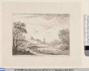 Landschaft mit Rindern am Wasser