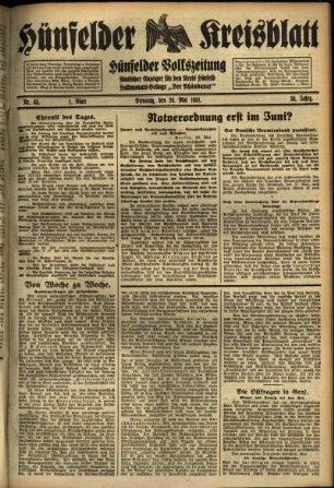 Erste Ausgabe vom Dienstag, den 26. Mai 1931.