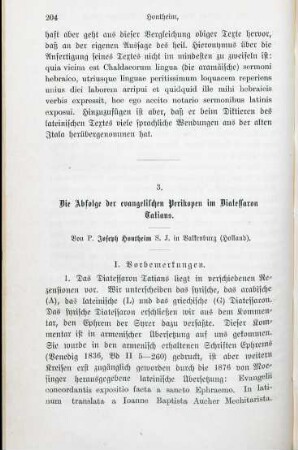 204-254 Die Abfolge der evangelischen Perikopen im Diatessaron Tatians