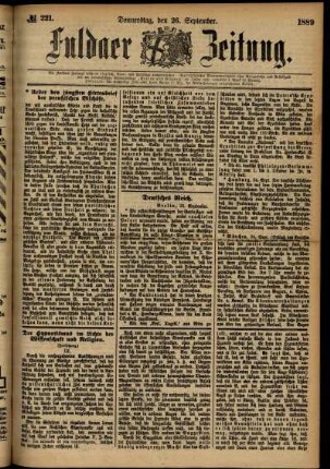 Ausgabe vom Donnerstag, den 26. September 1889.
