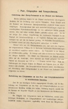 C. Post, Telegraphen- und Fernsprechwesen.
