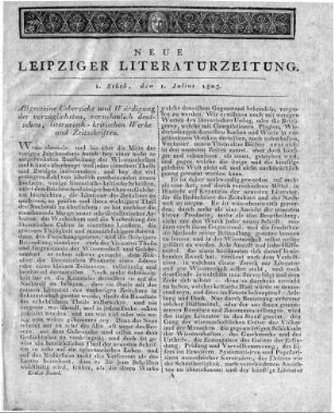 Allgemeine Uebersicht und Würdigung der vorzüglichsten, vornehmlich deutschen, literarisch-kritischen Werke und Zeitschriften.
