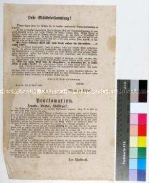 Aufrufe der Hanauer Bürger und des Volksrates zur direkten Wahl der Abgeordneten für die Deutsche Nationalversammlung
