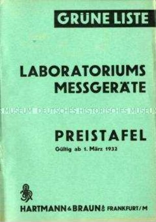 Preisliste über Labor-Messgeräte
