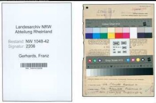 Entnazifizierung Franz Gerhards , geb. 17.12.1885 (Schlosser)