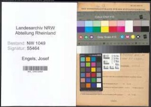 Entnazifizierung Josef Engels , geb. 27.03.1903 (Arbeiter)