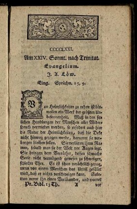 CCCCLXXI. Am XXIV. Sonnt. nach Trinitat. Evangelium.