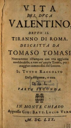 Vita del Duca Valentino, detto il Tiranno di Roma, 2