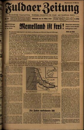 Ausgabe vom Mittwoch, den 22. März 1939.