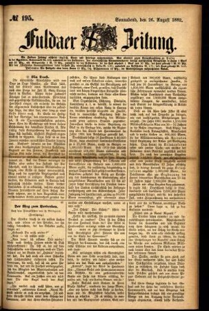 Ausgabe vom Samstag, den 26. August 1882.