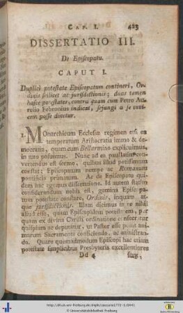 Dissertatio III. De Episcopatu.