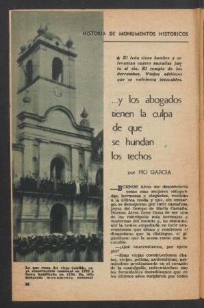 ... y los abogados tienen la culpa de que se hundan los techos : Historia de monumentos históricos